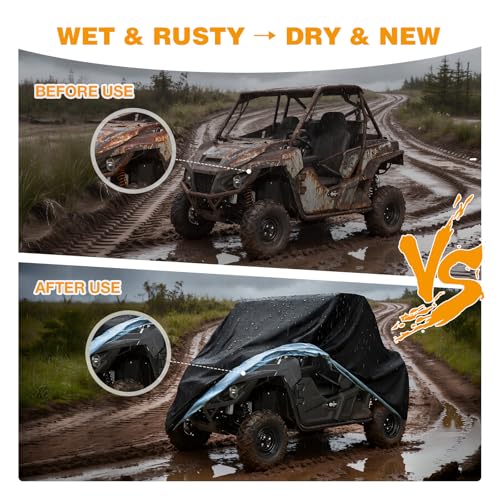 UTV Cover Heavy Duty 300D Waterproof Outdoor Storage 2 (up to 130"L (Black))