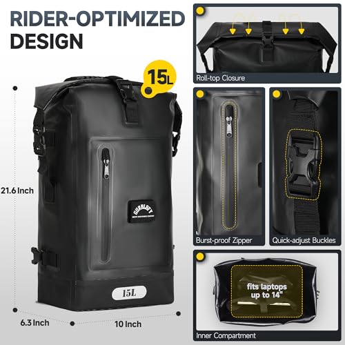 Motorcycle Tail Bag (Classic Black / 15L)