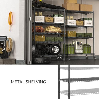 Garage Shelving Wide Storage Shelves 4 Tier Metal Shelves 3200 LBS Heavy Duty Adjustable Utility Shelf Rack Black 23.6" D x 53.1" W x 73.6" H (4 Tier, 23.6" D x 53.1" W x 73.6" H / Black)