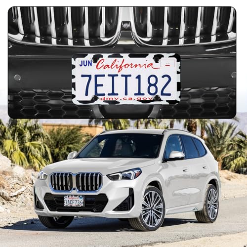 4 Holes Stainless Steel License Plate Frames (Cow Spot)