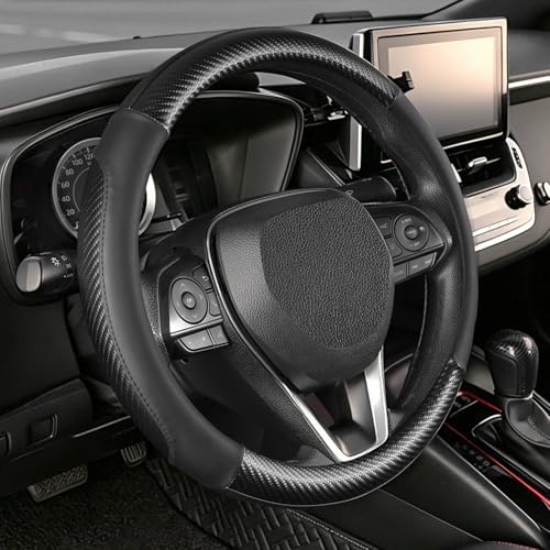 Steering Wheel Cover 14.5" (Standard size[14 1/2''-15''] / 1. Black with Carbon Fiber Pattern)