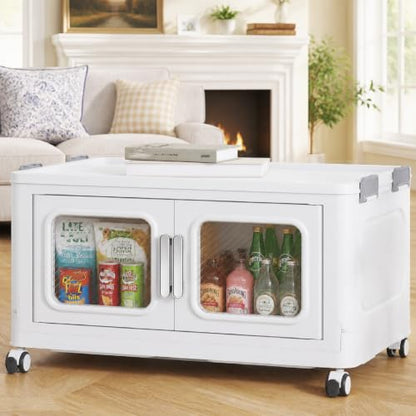 60 Qt Extra Large Stackable Storage Bin with Lids (White / 60QT-1pack)