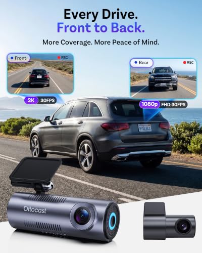 OttoSafe Dash Cam Front and Rear with Wireless CarPlay Adapter