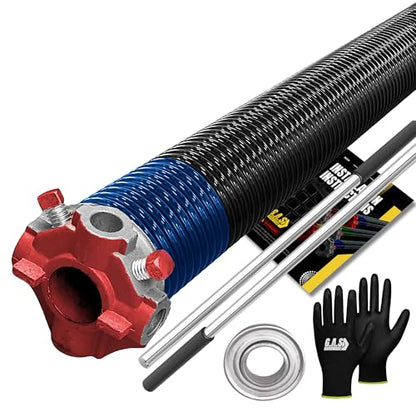 Garage Door Torsion Spring 283x2x37 Torsion Springs for Left Side of Garage Door with 1" Steel Bearing (283x2x37 / Red Cone (Left Side))