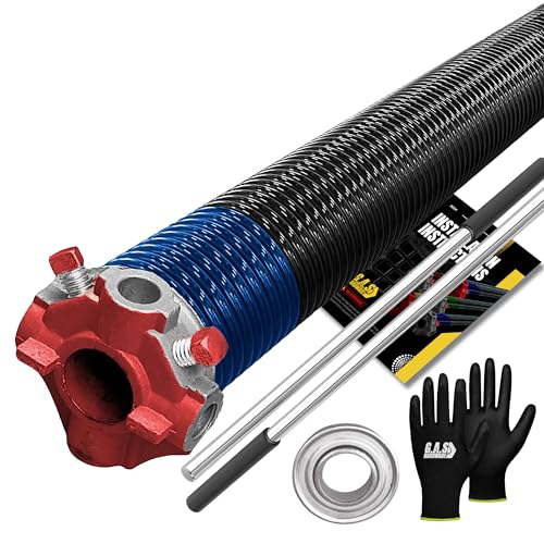 Garage Door Torsion Spring 283x2x37 Torsion Springs for Left Side of Garage Door with 1" Steel Bearing (283x2x37 / Red Cone (Left Side))