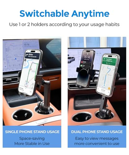 Dual Cup Holder Phone Mount for Car (Clamp & Magsafe)