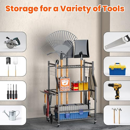 Garden Tool Organizer Yard Storage Stand for Garage w (Medium)