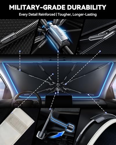 2026 Windshield Sun Shade Umbrella [Vinyl Coating Heat Shield] (Medium (56" L x 31" W))