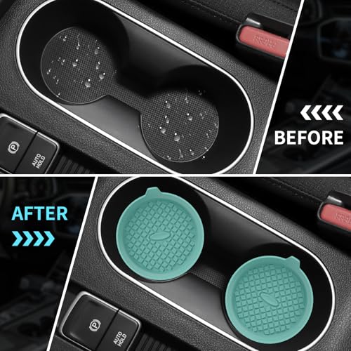 Car Cup Holder Coasters [4 Pack] Silicone Cups Mats (4pack-teal Blue)