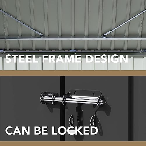 Outdoor Storage Shed 5.8 x 3.3 FT Metal Trash Shed Waterproof Outside Storage with Lid Chain Hydraulic Gas Rod for Trash Can Weeding Tools (Black / 5.8x3.3 FT)