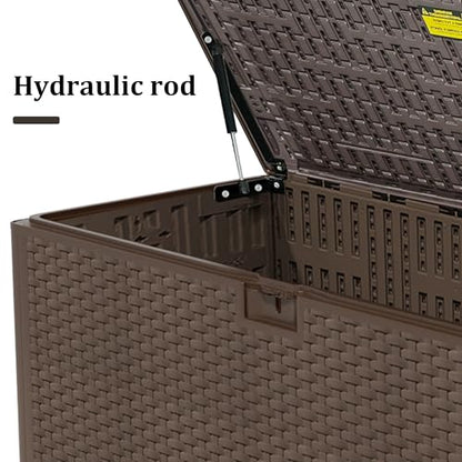 180 Pro Gallon Waterproof Outdoor Storage Bin Resin Deck Box for Patio (Brown / 180 Gallon)