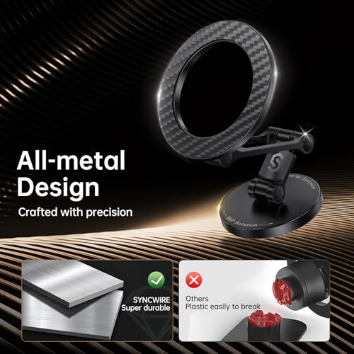 Fits MagSafe Car Mount Magnetic Phone Holder for Dash and Tesla (Carbon Fiber)