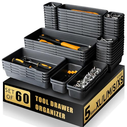 Tool Box Organizer Tray (Black: 60 PCS)