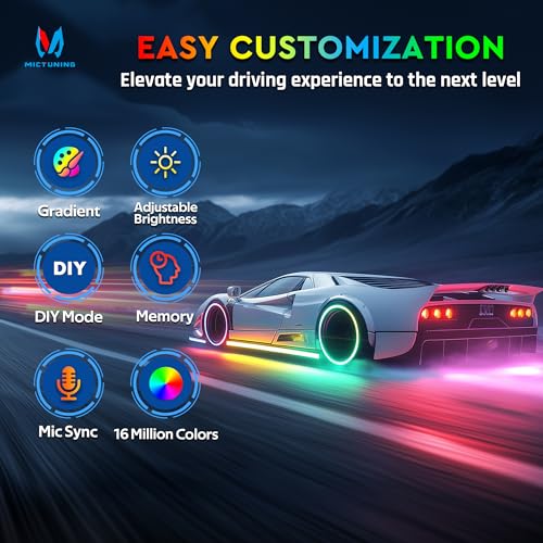 8Pcs N8+ Chasing Color RGB+IC Underglow Neon Accent Strip Lights (RGB+IC)