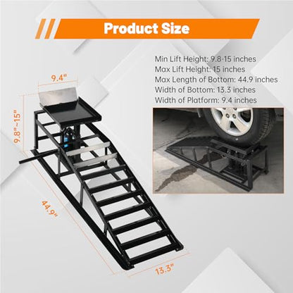 2 Pack 5T Low Profile Hydraulic Car Ramps (10000lbs/5T-Black)
