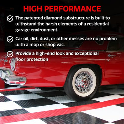 SnapLock RaceDeck Diamond 12"x12" Interlocking Garage Tiles (24 Pack / Red)