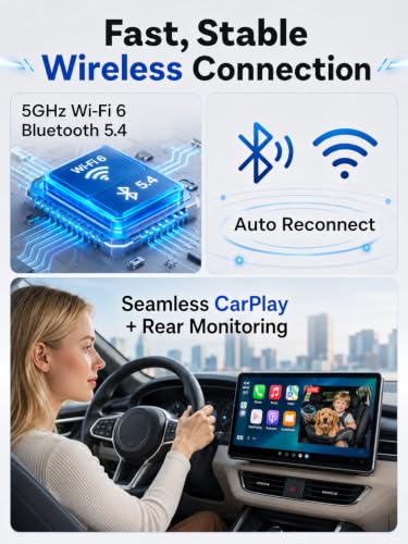 Wireless CarPlay Baby Car Camera Night Vision Split Screen 1080P HD Puppy