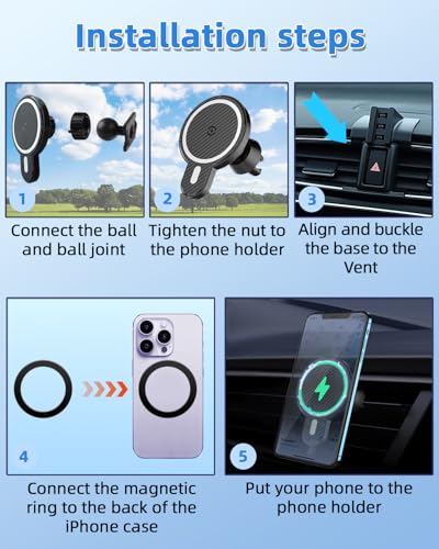 Car Phone Mount for Honda CRV CR (Honda CR-V 5th Gen 2017-2022 (Air Vent) / Magsafe+ Wireless Charger)