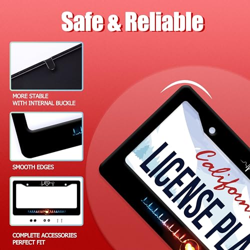 Jesus Heart Rate Line Stainless Steel License Plate Frame for US Cars Decor (Jesus heart rate line)