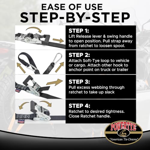 1.5 inch x 10ft Ratchet Straps w (10 ft + Storage Bag / Black)