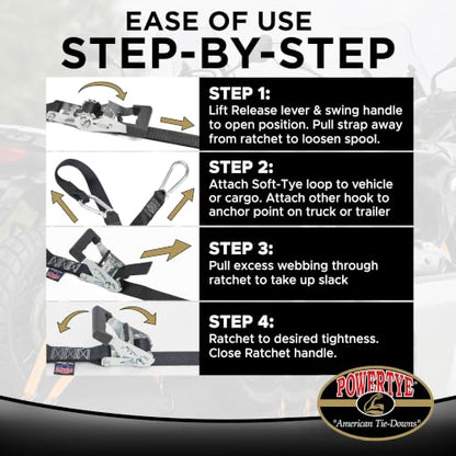 1.5 inch x 10ft Ratchet Straps w (10 ft + Storage Bag / Black)
