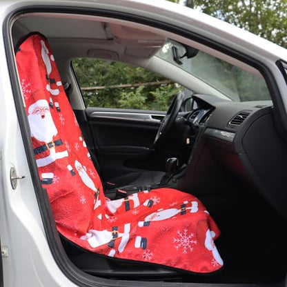 Car Seat Cover Protector Front Seats (2Pcs Front Seat Towel / Santa Claus)