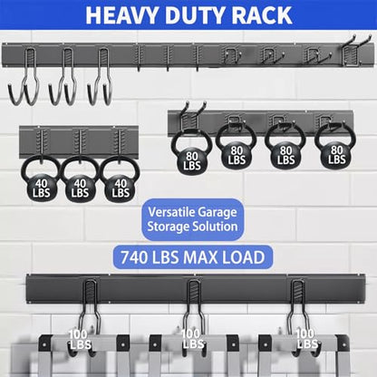 Garage Tool Organizer Wall Mount (64" - 10 Hooks)