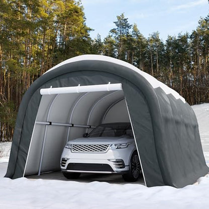 Carport Round Portable Garage (Grey)