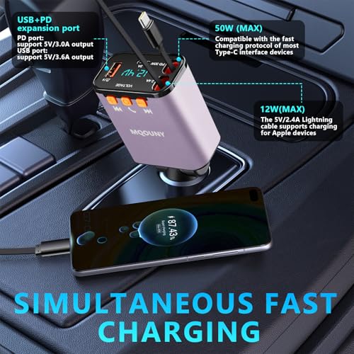 Retractable Car Charger (Purple)