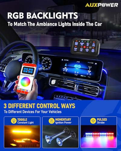 RGB 8 Gang Switch Panel with App Control Toggle Momentary Pulsed (RGB with Bluetooth / Panel + App)