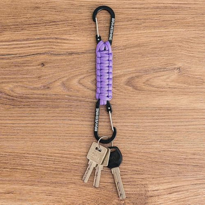Carabiner Keychain Hook with Paracord Strap (1 Purple 1 Green)