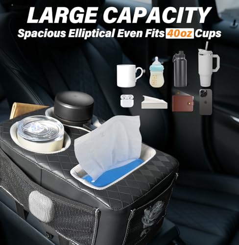 Universal Car Center Console Cup Holder Organizer Armrest Storage Box (12 X 8 X 5.3Inch)