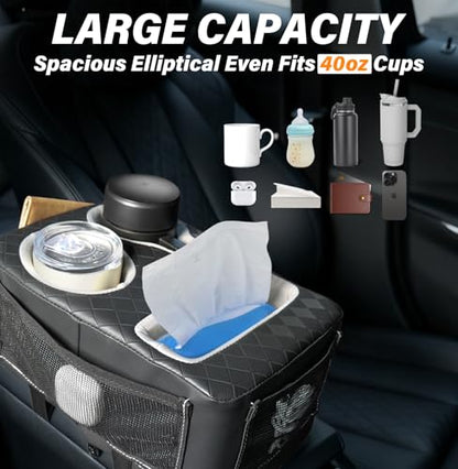 Universal Car Center Console Cup Holder Organizer Armrest Storage Box (12 X 8 X 5.3Inch)