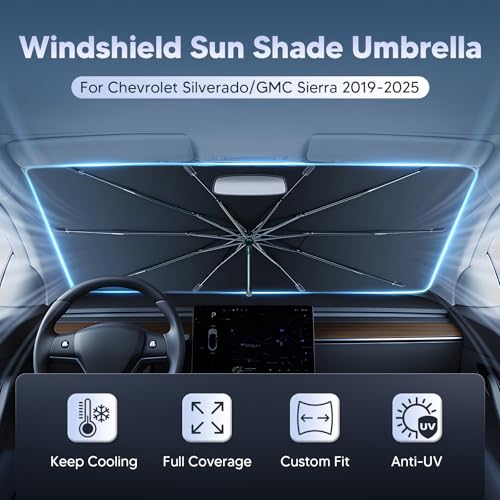 Windshield Sun Shade Umbrella for 2019 (Chevy Silverado/GMC Sierra 2019-Present)