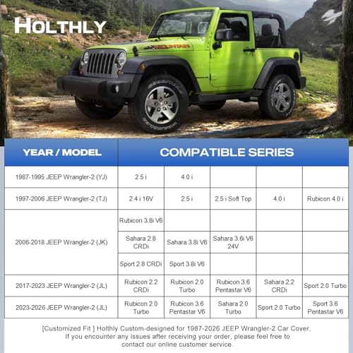 10 Layers Car Cover Custom Fit for Jeep Wrangler 2Door 2dr (Black Gray / Custom Fit for JEEP Wrangler-2)
