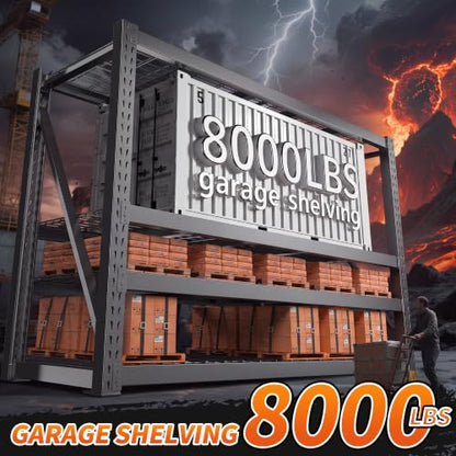 8000LBS Heavy Duty Garage Shelving (77"W x 24"D x 72"H, 4-Tier)