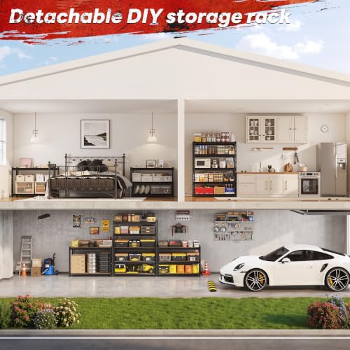 4 Pack Garage Shelving for Warehouse (Black)