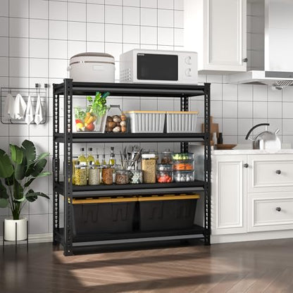 48" W Garage Shelving Heavy Duty (Black / 48"W×16"D×72"H)