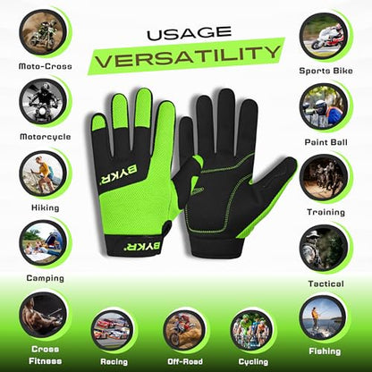 All Weather Motorcycle Gloves for Men & Women (Fluorescent Green / X-Large)