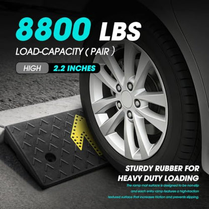 2pcs 2.2" Rise Rubber Arrow Curb Ramp Heavy Duty Loading Driveway Ramps Threshold Ramp 37.2" W x 9.1" D x 2.2" H for Loading Dock (2.2 in 2pcs w/Arrow)