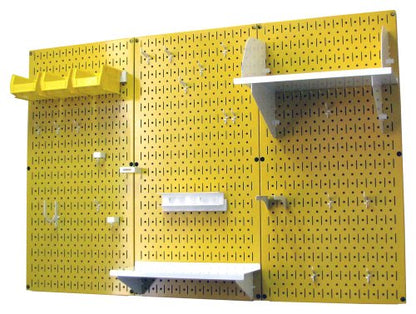 Pegboard Organizer 4 ft. Metal Pegboard Standard Tool Storage Kit with Yellow Toolboard and White Accessories (Yellow Pegboard with White Accessories)