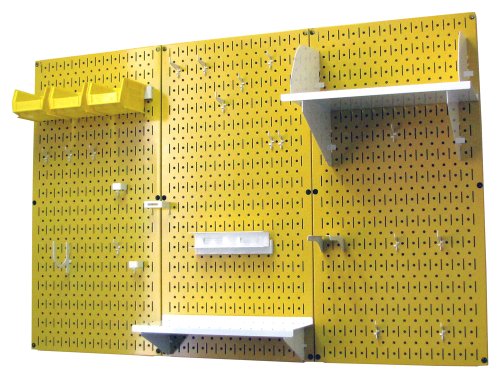 Pegboard Organizer 4 ft. Metal Pegboard Standard Tool Storage Kit with Yellow Toolboard and White Accessories (Yellow Pegboard with White Accessories)