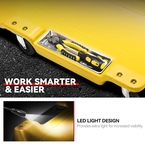 40 in Low Profile Car Rolling Mechanic Creeper (Yellow / 40" L (w/LED Light))