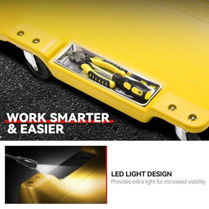 40 in Low Profile Car Rolling Mechanic Creeper (Yellow / 40" L (w/LED Light))