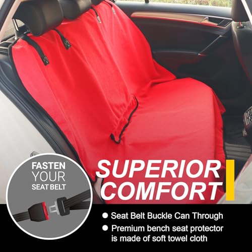 Back Seat Cover for Car Trucks Van SUV Jeep (Rear Bench Seat Towel / Red)