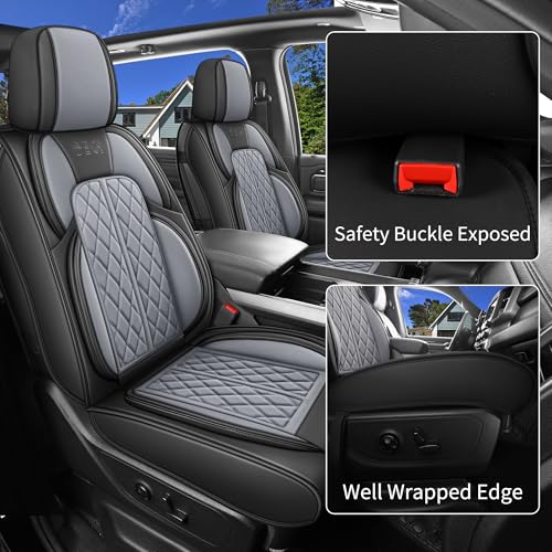 Car Seat Cover Custom Fit for Dodge Ram 1500 2500 3500 2002 (Black & Grey / Full Set (Curved Rear))