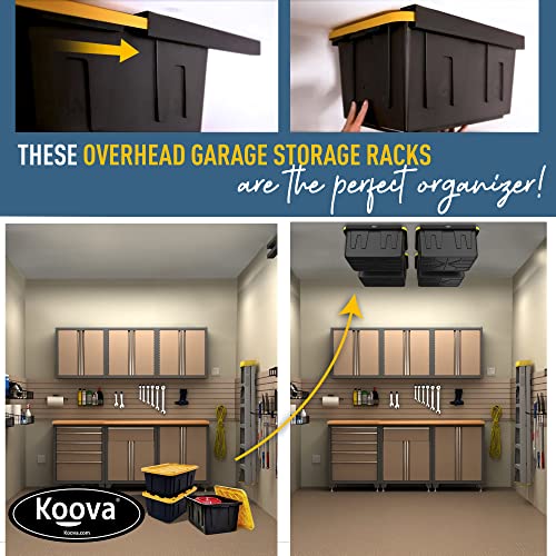 Heavy Duty Overhead Garage Storage Rack for 4 Bins. Adjustable Width (4 Bin)