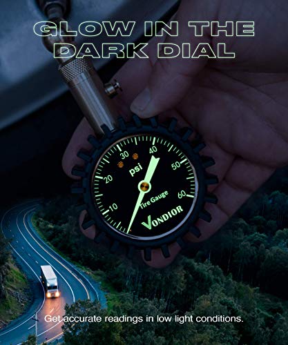 Tire Pressure Gauge for Cars (0-60 PSI / Black Tire Gauge w/o‌ Tube)