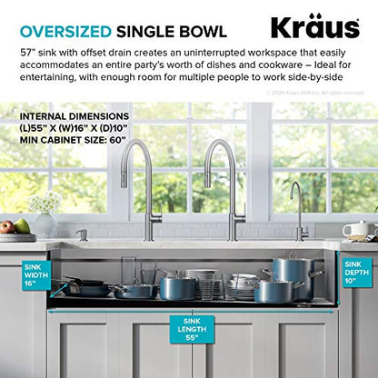 Stainless Steel 57 in Undermount Kitchen Sink KWU210 (Stainless Steel / 57 inch / Sink)