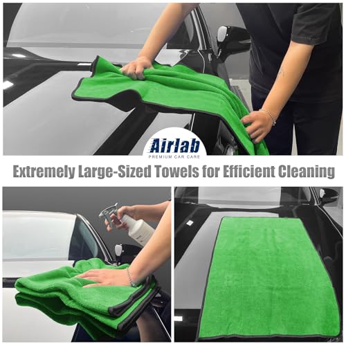 Microfiber Towels Cars Wash Drying Cleaning Cloth (Green & Grey)